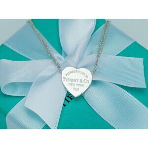 Tiffany & Co. Return to Tiffany Double Chain Heart Tag Bracelet 7" Silver